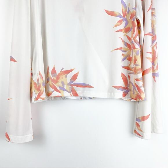 Vintage Havana Tropical Faux Wrap Blouse White Womens Size Small - Picture 10 of 11